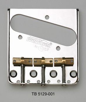 Wilkinson TB5129001 Vintage Style Steel Bridge for Tele Staggered Saddles Nickel 2-1/8 Spacing 1