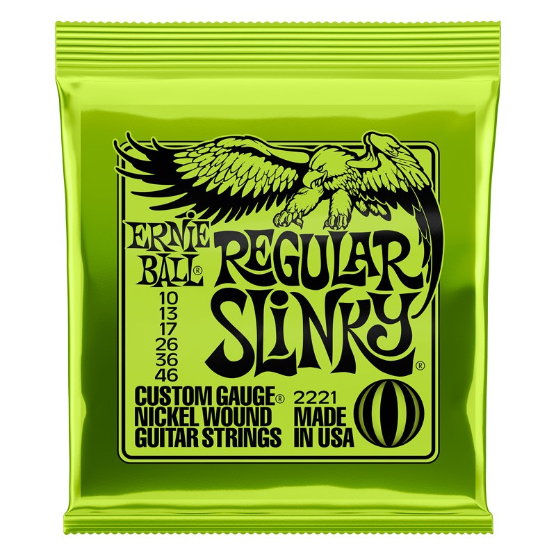 Ernie Ball 2221 Nickel Entorchadas Reg Slinky Juego Cuerdas Eléctrica 010-046 1