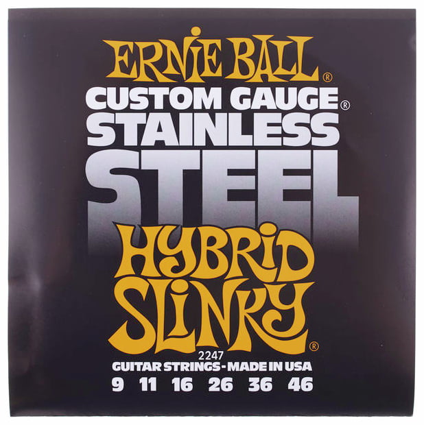 Ernie Ball 2247 Stainless Steel Hybridy Slinky Juego Cuerdas Eléctrica 009-046 1