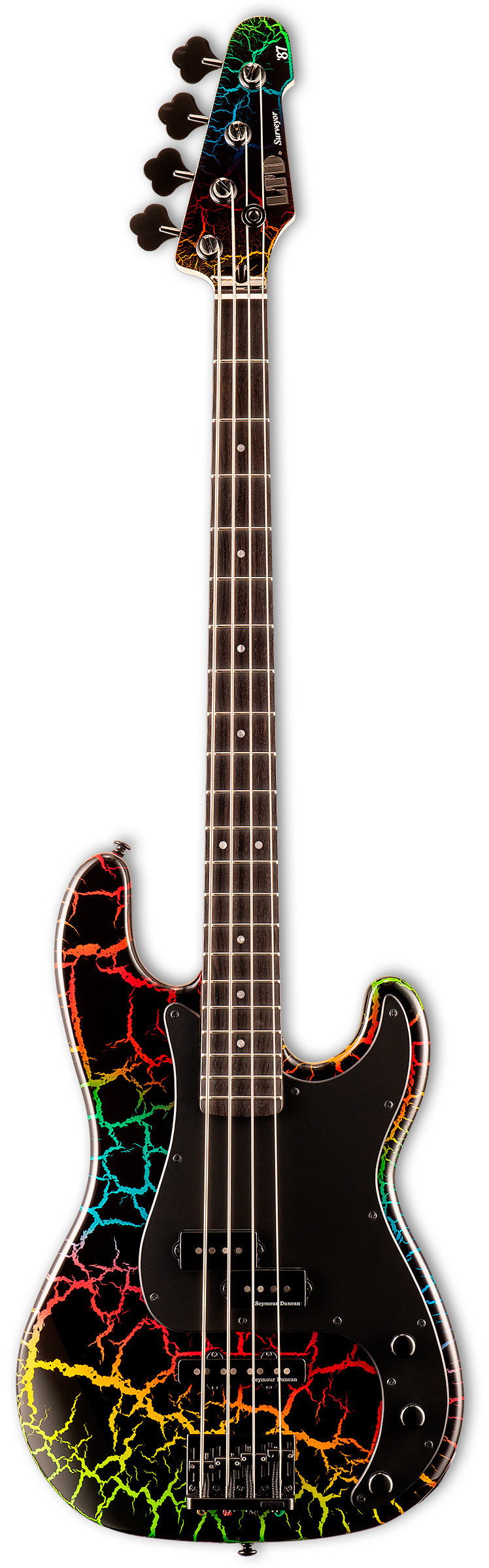 ESP LTD Surveyor 87 RC Bajo Eléctrico Rainbow Crackle 1