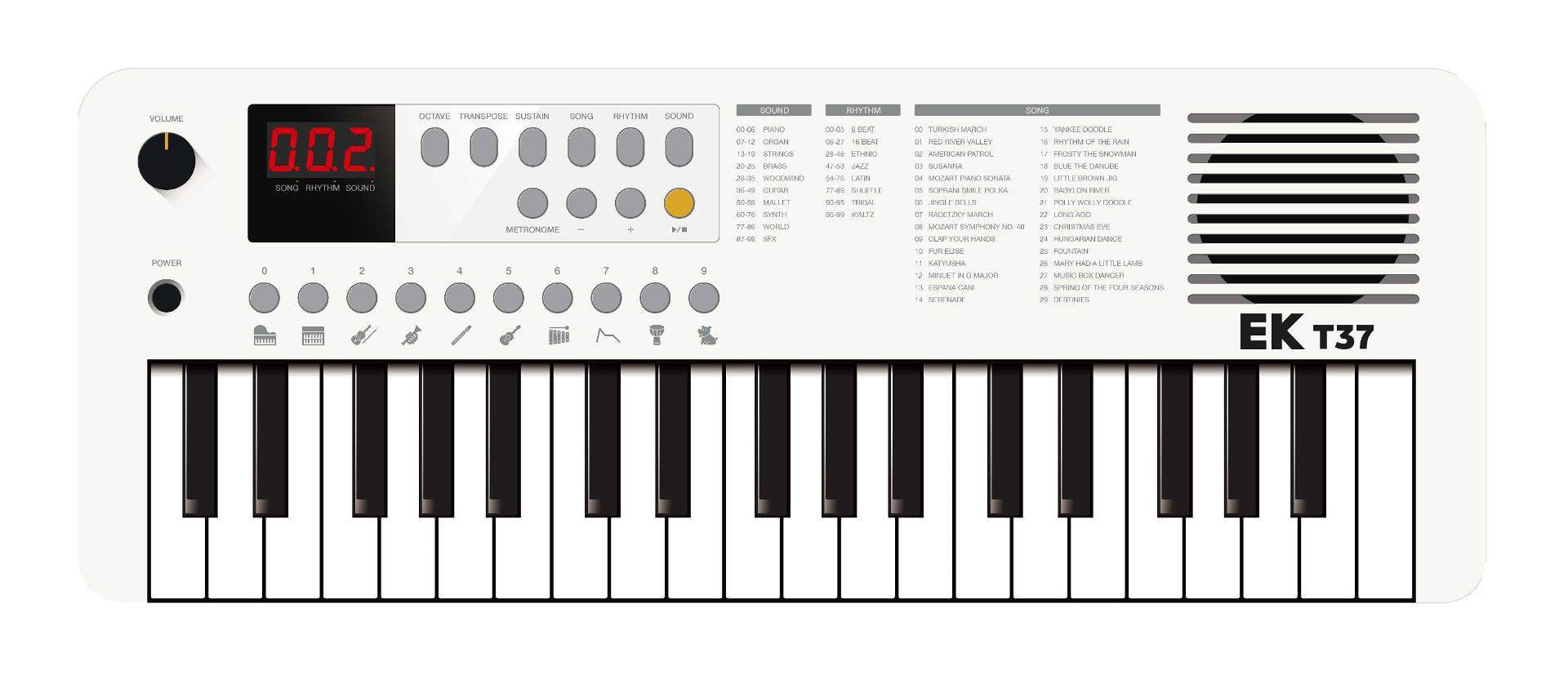 EK EKT37WH Teclado Portátil 37 Teclas Blanco 1