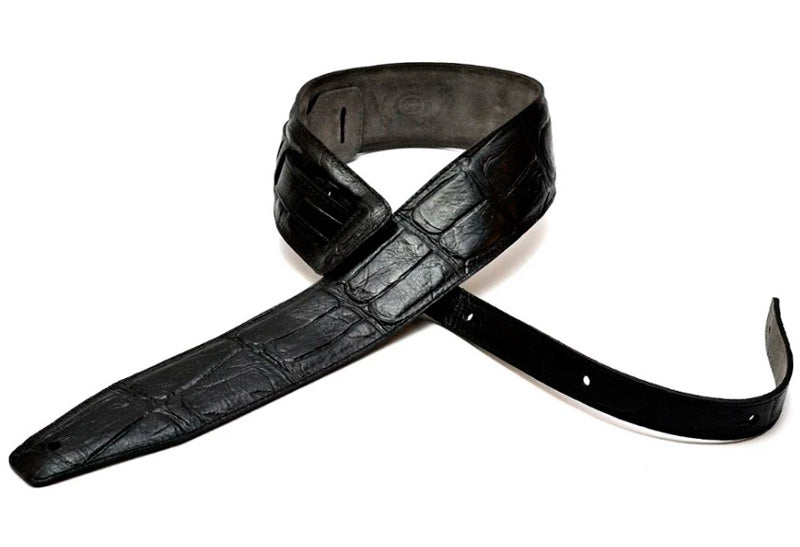 Bourbon Strap Crocodrile Black Leather Correa Guitarra Negra 1