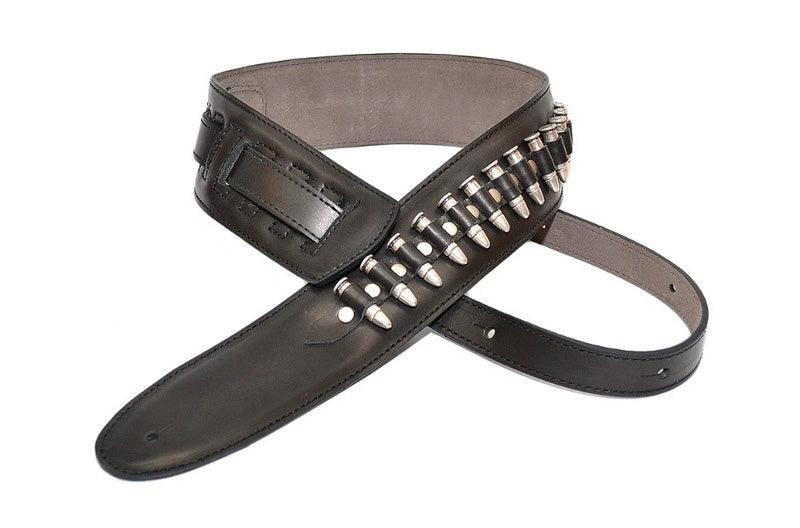 Bourbon Strap Viva Villa Leather Black Correa Guitarra Negra 1