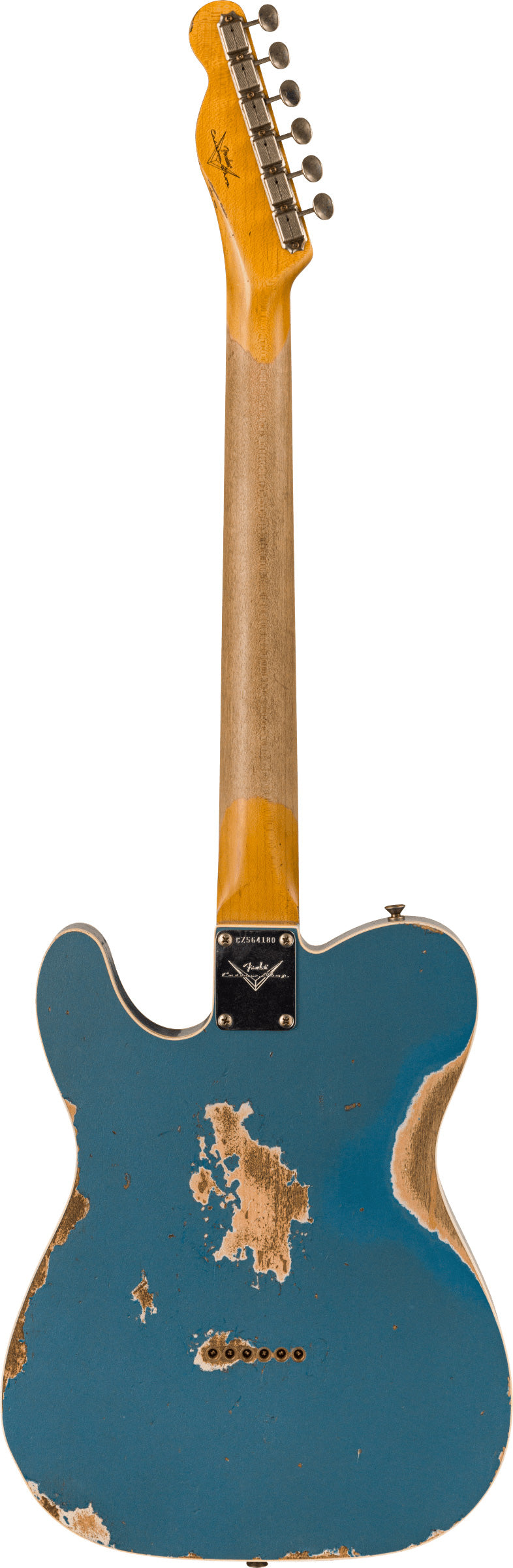 Fender 1965 Custom Shop Heavy Relic Telecaster MN Guitarra Eléctrica Aged Lake Placid Blue. 2