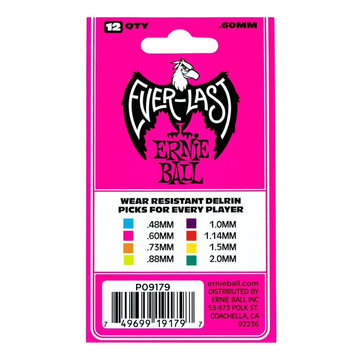 Ernie Ball 9179 Everlast Bolsa de 12 Púas 0.60mm Rosas 3