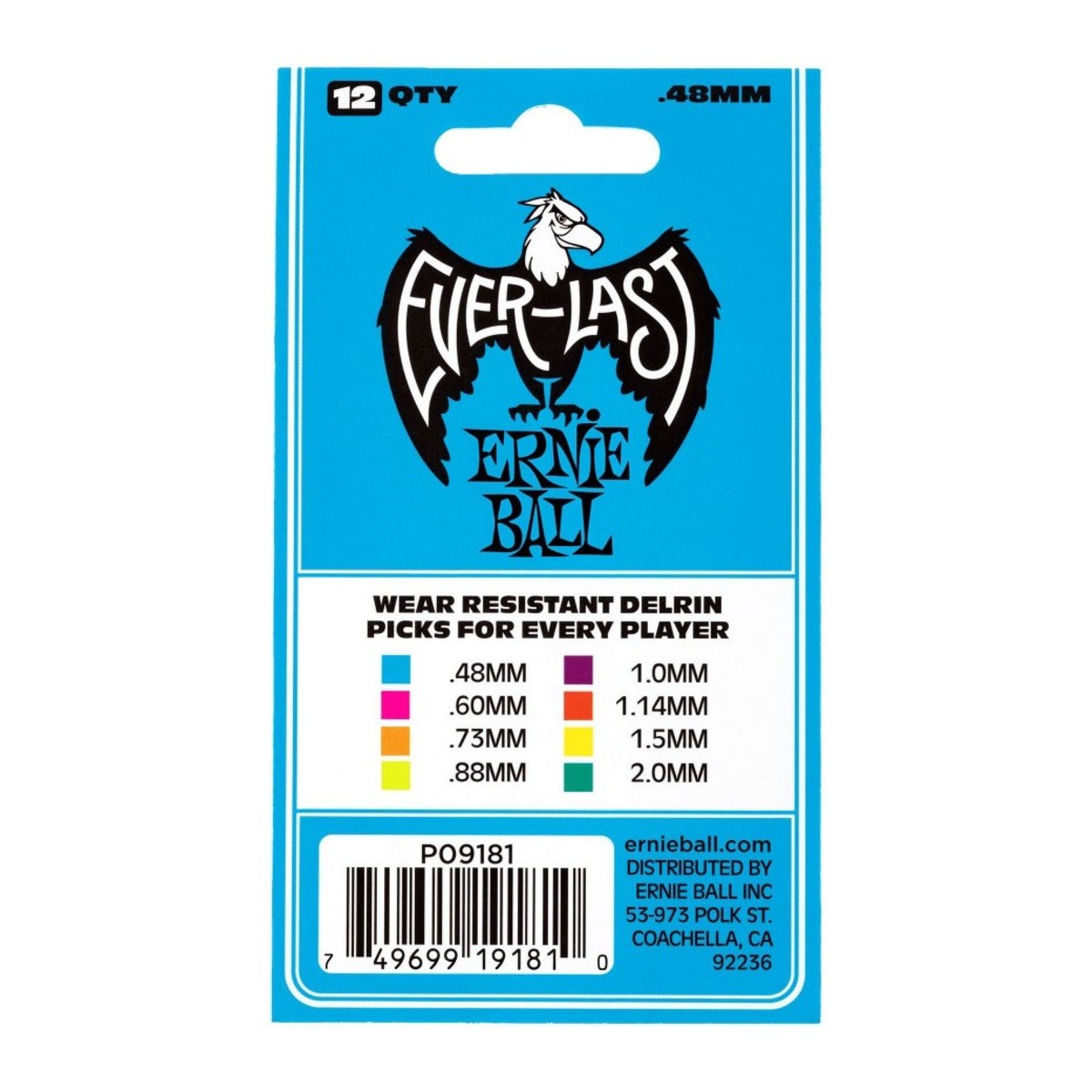 Ernie Ball 9181 Everlast Bolsa de 12 Púas Everlast 0.48mm Azules 3