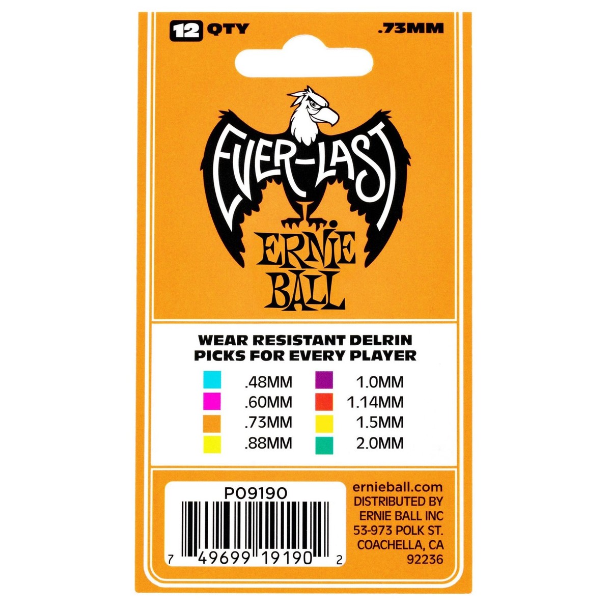 Ernie Ball 9190 Everlast Bolsa de 12 Púas 0.73 mm Naranjas 3