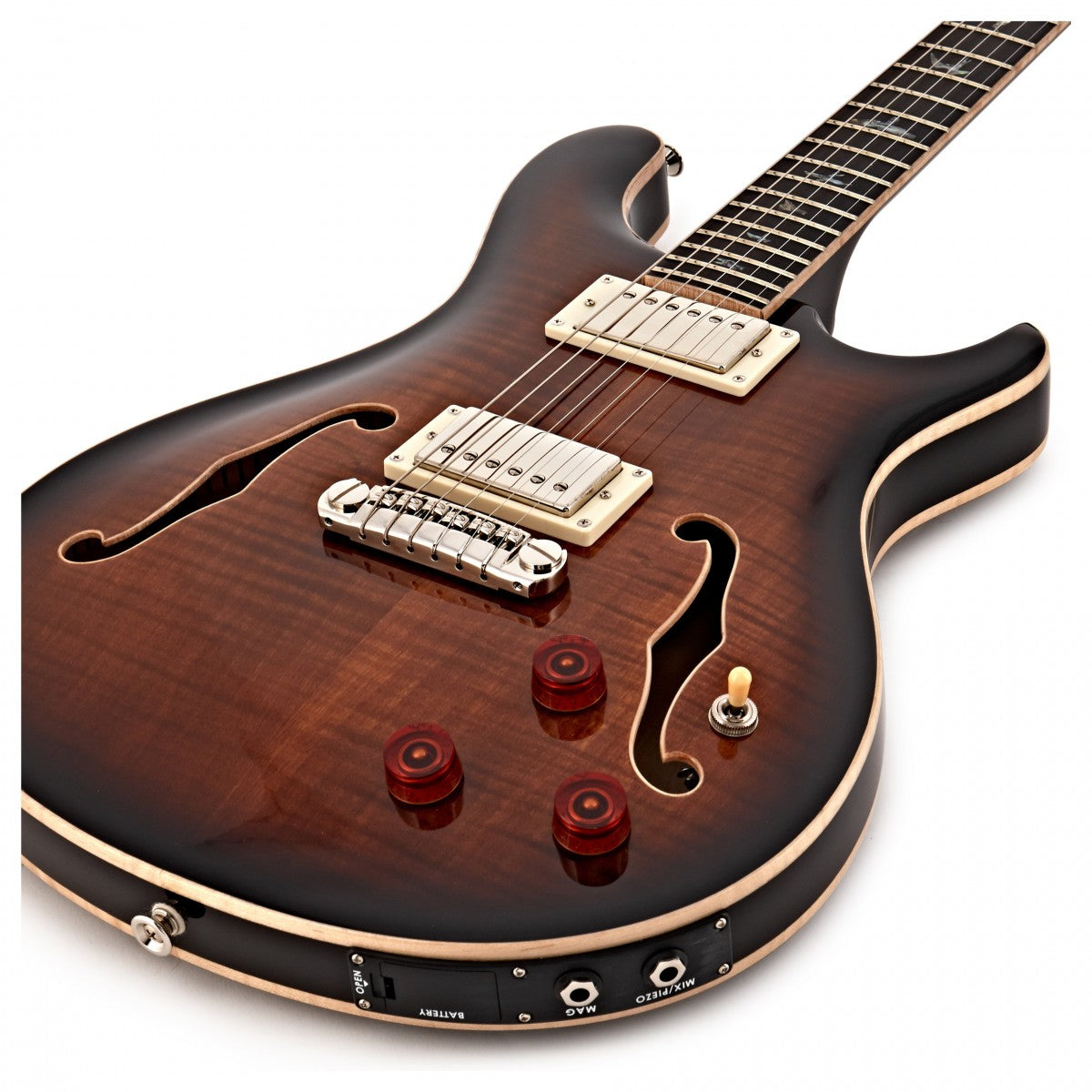 PRS SE Hollow Body II Piezo BGB Guitarra Eléctrica Black Gold Burst 8