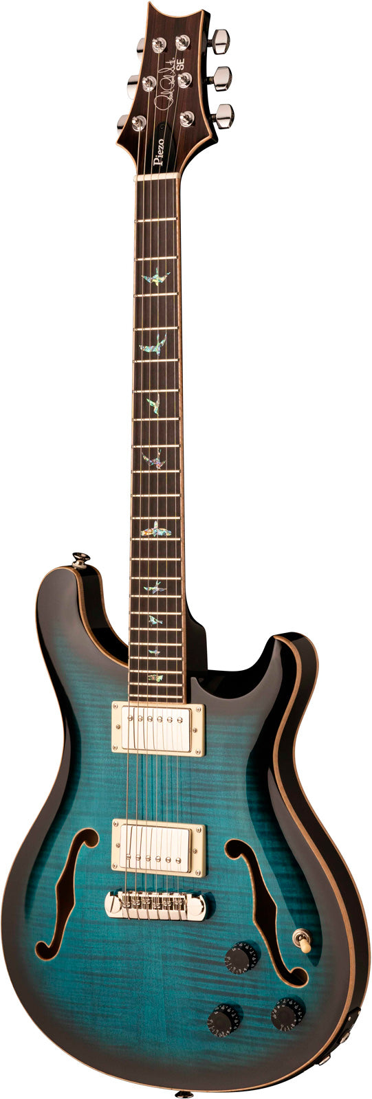 PRS SE Hollow Body II Piezo PB Guitarra Eléctrica Peacock Blue 2