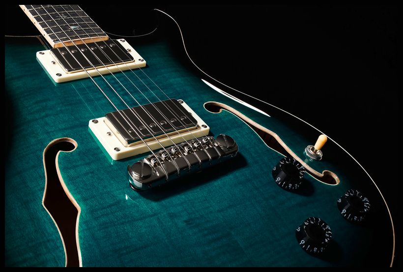 PRS SE Hollow Body II Piezo PB Guitarra Eléctrica Peacock Blue 18