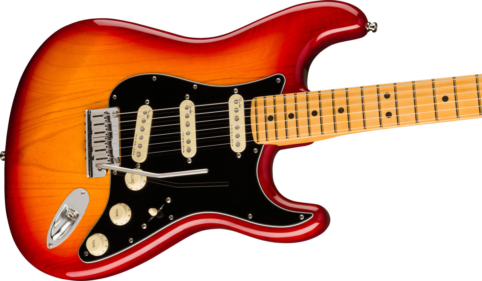 Fender American Ultra Luxe Stratocaster MN Guitarra Eléctrica Plasma Red Burst 3