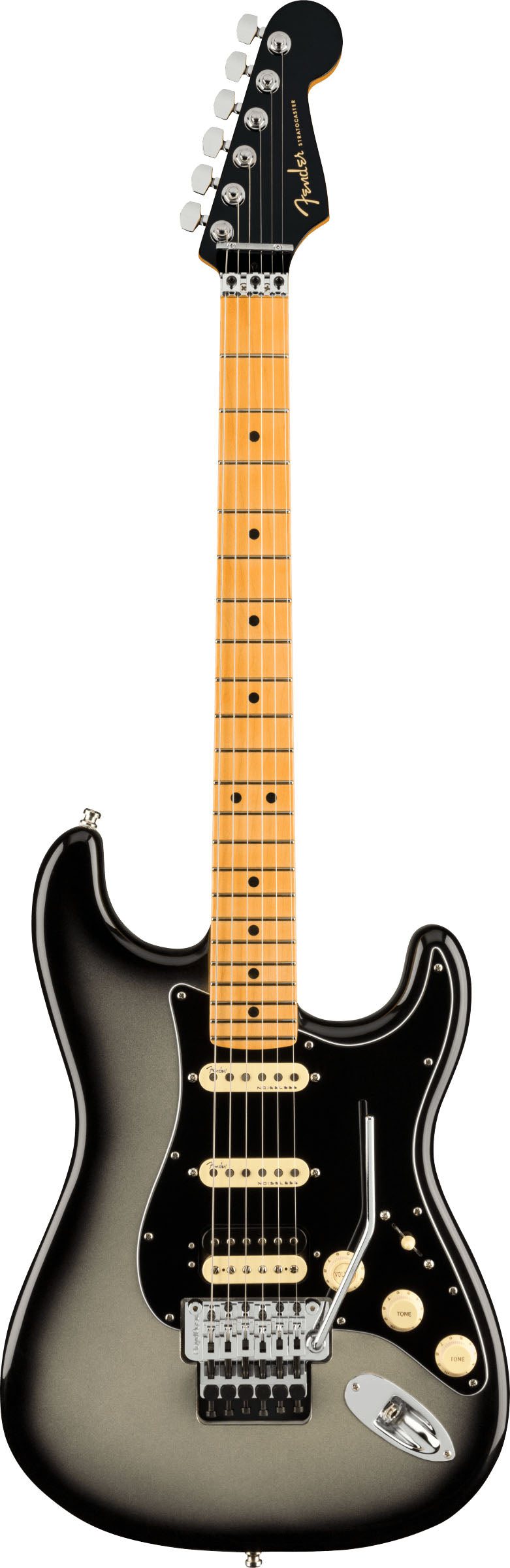 Fender American Ultra Luxe Stratocaster HSS FR MN Guitarra Eléctrica Silver Burst 1