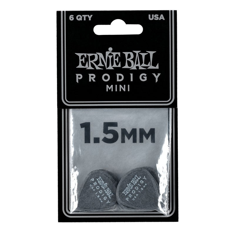 Ernie Ball 9200 Bolsa de 6 Púas Mini Prodigy 1.5mm Negras 2