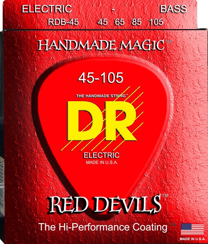 DR RDB45105 Red Devils Juego Cuerdas Bajo Rojas 045-105 1