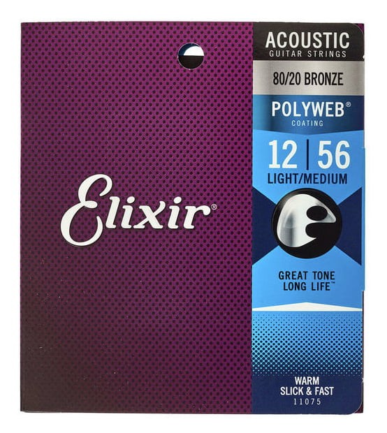 Elixir 11075 Polyweb Light Medium Juego Cuerdas Guitarra Acústica 012-056 1