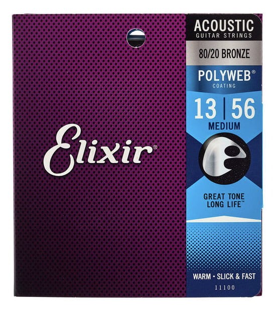 Elixir 11100 Polyweb Medium Juego Cuerdas Guitarra Acústica 013-056 1