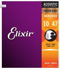 Elixir 16002 Nanoweb Phospor Bronze Extra Light Juego Cuerdas Guitarra Acústica 010-047 1