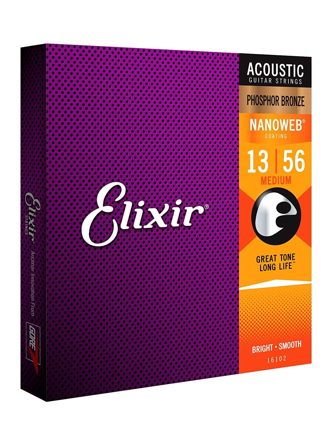 Elixir 16102 Nanoweb Phospor Bronze Medium Juego Cuerdas Guitarra Acústica 013-056 3