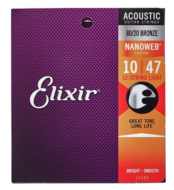 Elixir 11152 Nanoweb Light Juego Cuerdas Acústica 12 Cuerdas 010 047 1