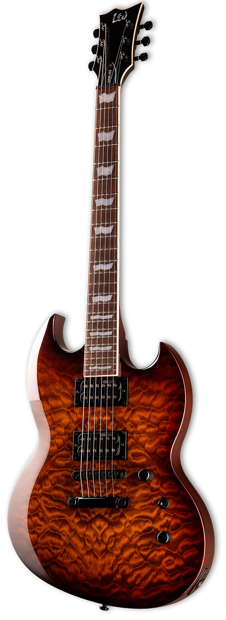 ESP LTD Viper256 QM DBSB Guitarra Eléctrica Dark Brown Sunburst 2