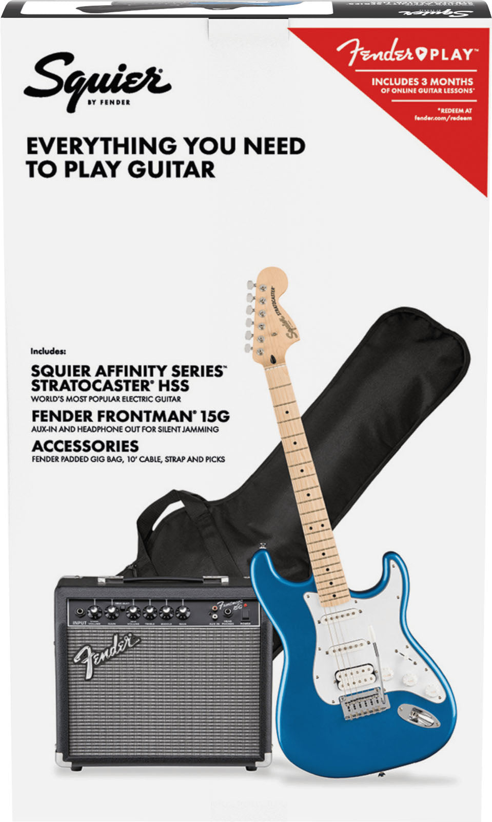 Squier Affinity Pack Stratocaster HSS MN LPB Guitarra Eléctrica Lake Placid Blue 2