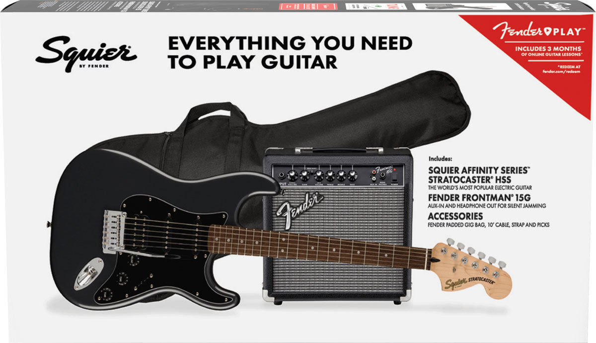 Squier Affinity Pack Stratocaster HSS IL CFM Guitarra Eléctrica Charcoal Frost Metallic 9