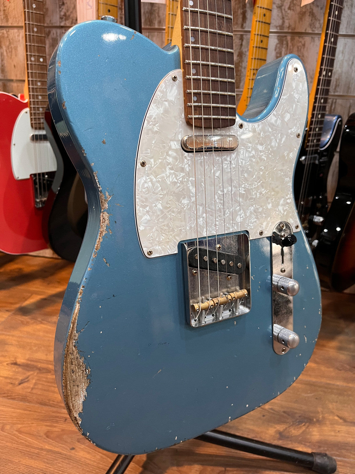 Franchin Guitars Mars Standard RW Guitarra Eléctrica Lake Placid Blue Medium Relic 5