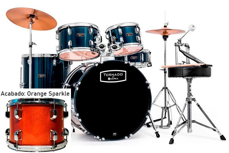 Mapex TNM5844FTCFM Tornado Batería Acústica con Herrajes Orange Sparkle 1