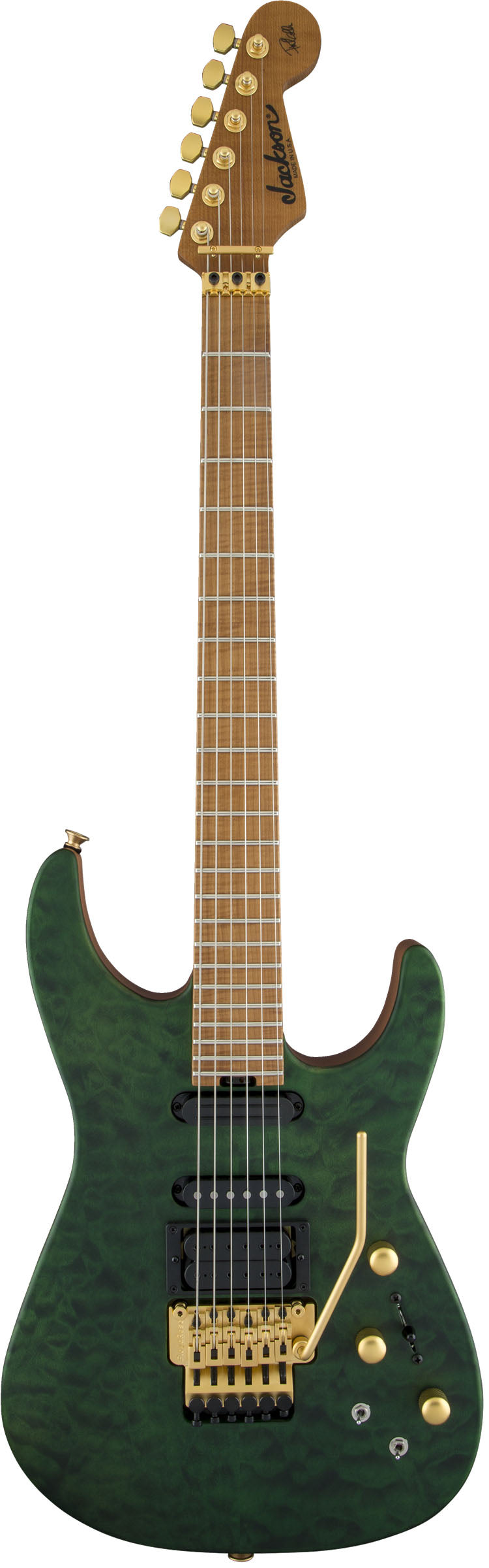 Jackson USA Phil Collen PC1 Satin Stain CFMN Guitarra Eléctrica Satin Transparent Green 1