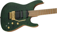 Jackson USA Phil Collen PC1 Satin Stain CFMN Guitarra Eléctrica Satin Transparent Green 5