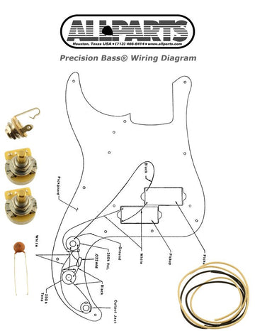 All Parts EP4139000 Wiring Kit for Pbass 2-250K CTS Solid Shaft Pots 1