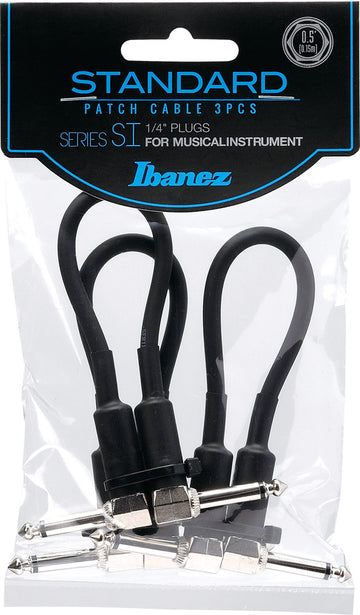 Ibanez SI05P3 Set 3 Cables Patch Jack Angulado 15 cm Negros 1
