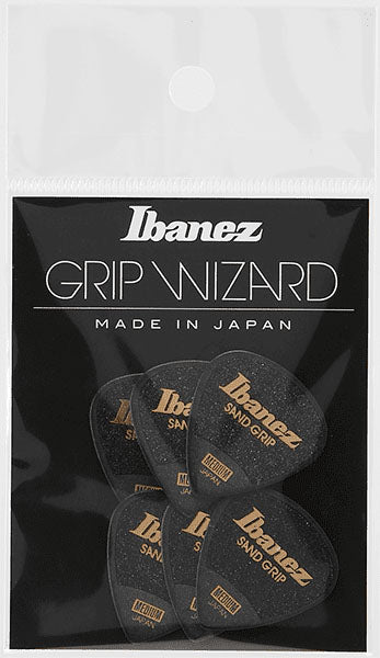 Ibanez PPA16MSGBK Grip Wizard Sand Grip Pack 6 Púas Medium Negras 1