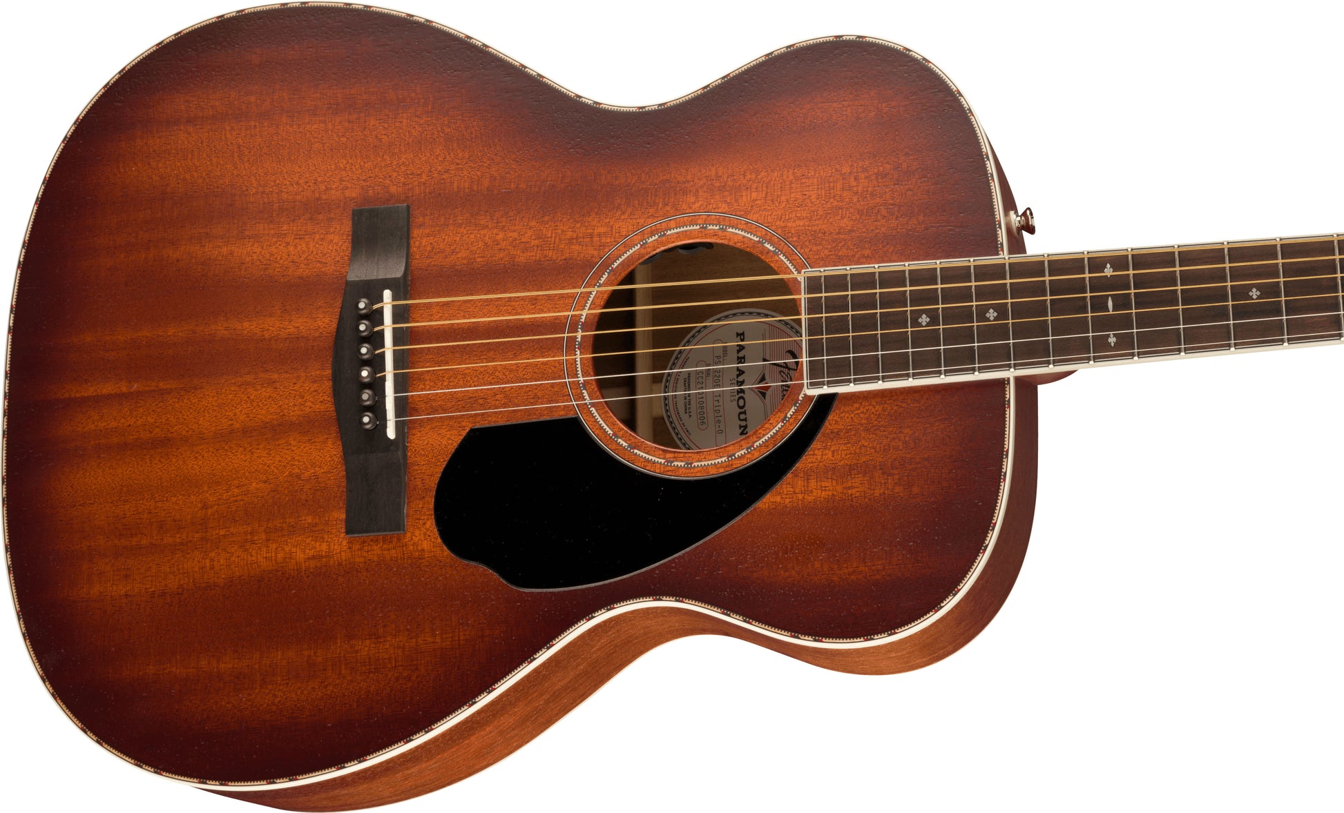 Fender PO220E All Mahogany OV Guitarra Electroacústica Orquesta Aged Cognac Burst 4