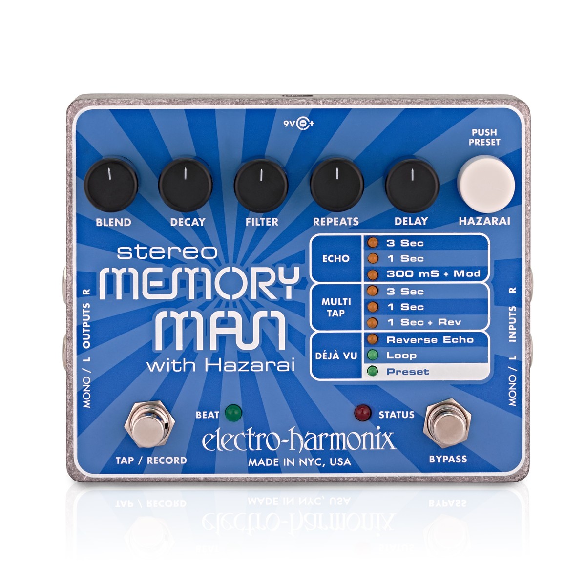 Electro Harmonix Stereo Memory Man with Hazarai Pedal Delay Looper 12