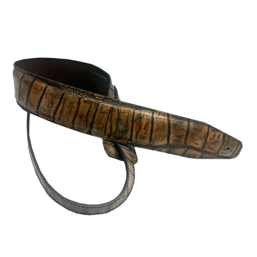 Bourbon Strap Cocodrilo Leather Fango Correa Guitarra 1