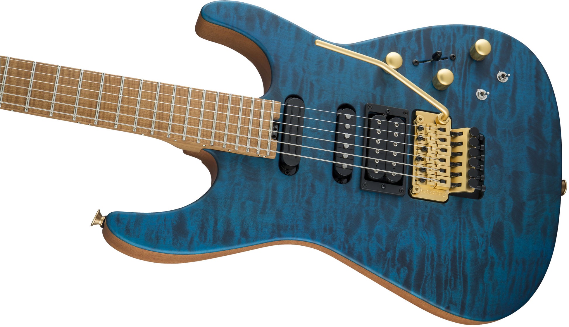 Jackson USA Phil Collen PC1 Satin Stain CFMN Guitarra Eléctrica Satin Transparent Blue 7