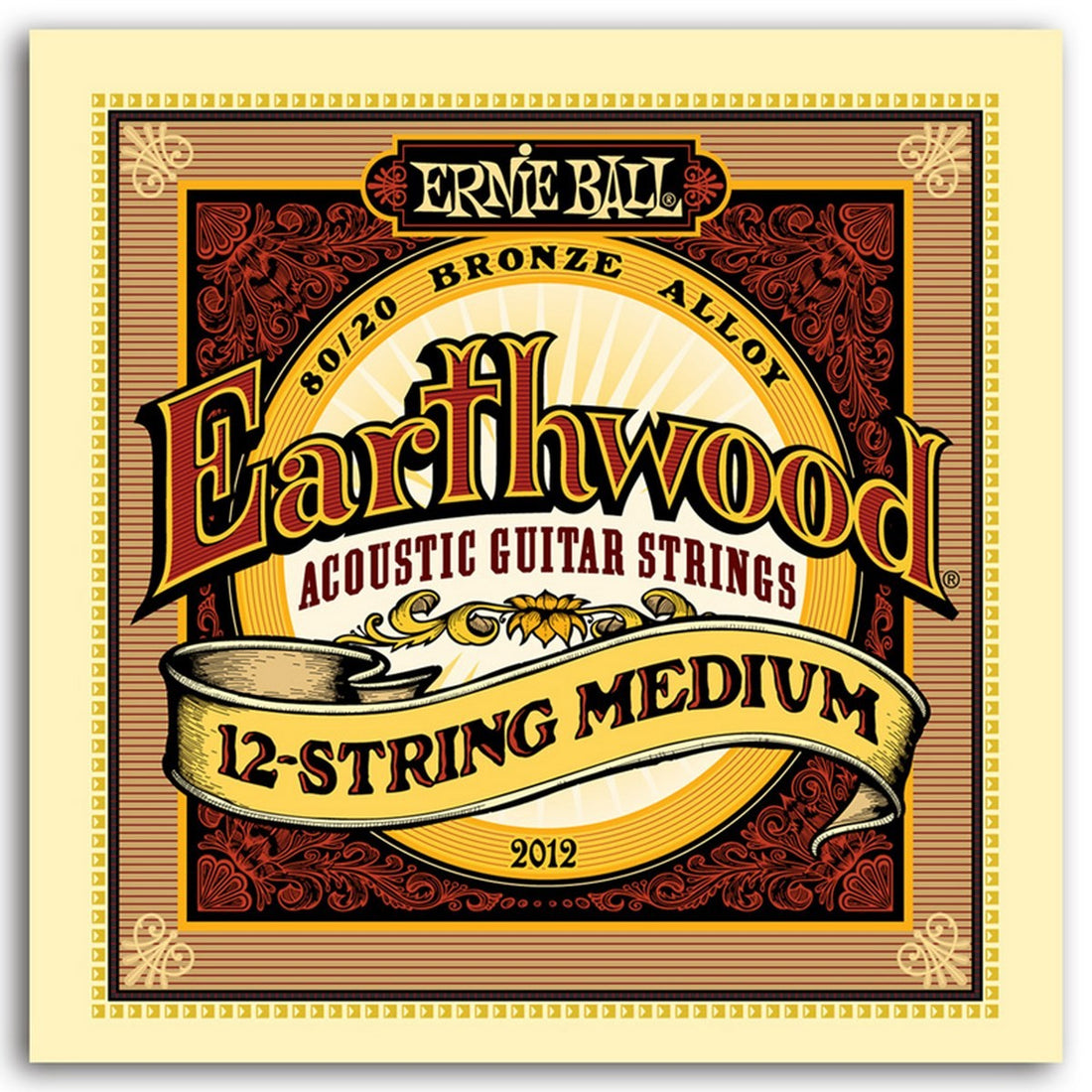 Ernie Ball 2012 Earthwood Juego 12 Cuerdas Guitarra Acústica Bronce 011-052 1