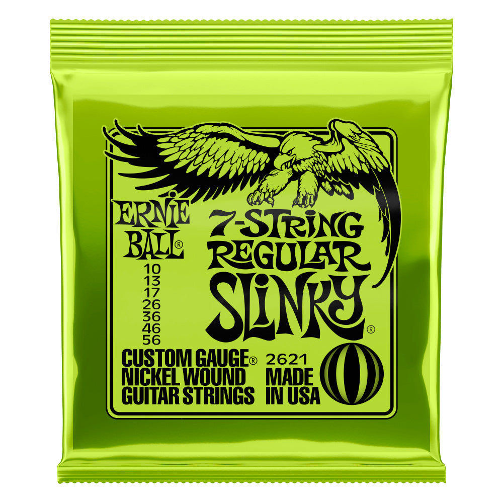 Ernie Ball EB2621 Slinky Regular Juego de Cuerdas Guitarra Eléctrica 7 Cuerdas 10-56 1