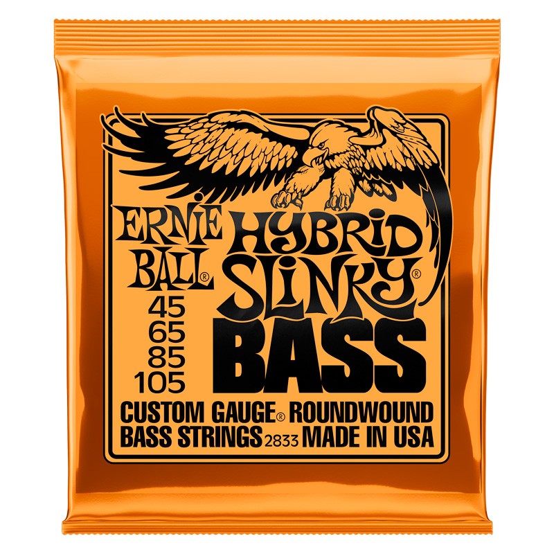 Ernie Ball 2833 Slinky Entorchado Redondo Hybrid Juego Cuerdas Bajo 045-105 1