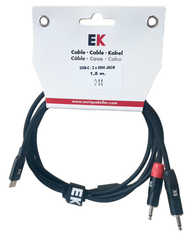 Auvisa HDMI22018 Cable USB C a 2 x Minijack Macho 1.8 metros 1