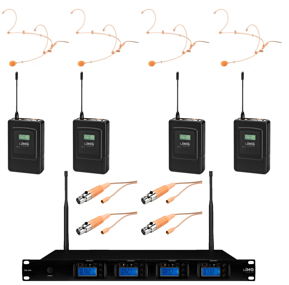 JTS -Pack- TXS-646 Sistema Inalámbrico con 4 Emisores + Micrófonos de Diadema y Cable 1