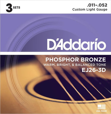 Daddario EJ263D Set 3 Juegos de Cuerdas Guitarra Acústica 011-052 1