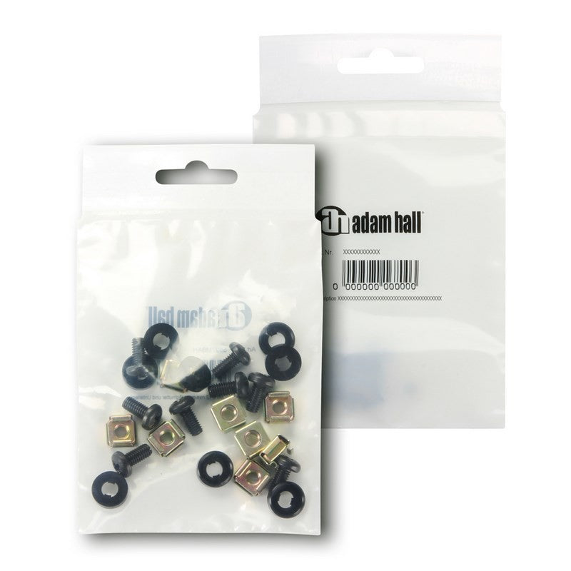 Adam Hall 5927M8AH Bolsa de 8 Tornillos M6 X 12 mm con Tuercas Enjauladas y Arandelas 2