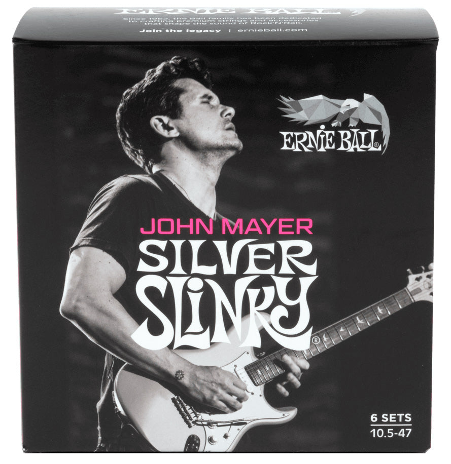 Ernie Ball 3817 Silver Slinky John Mayer Signature Pack 6 Juegos Cuerdas Guitarra Eléctrica 10.5-47 1