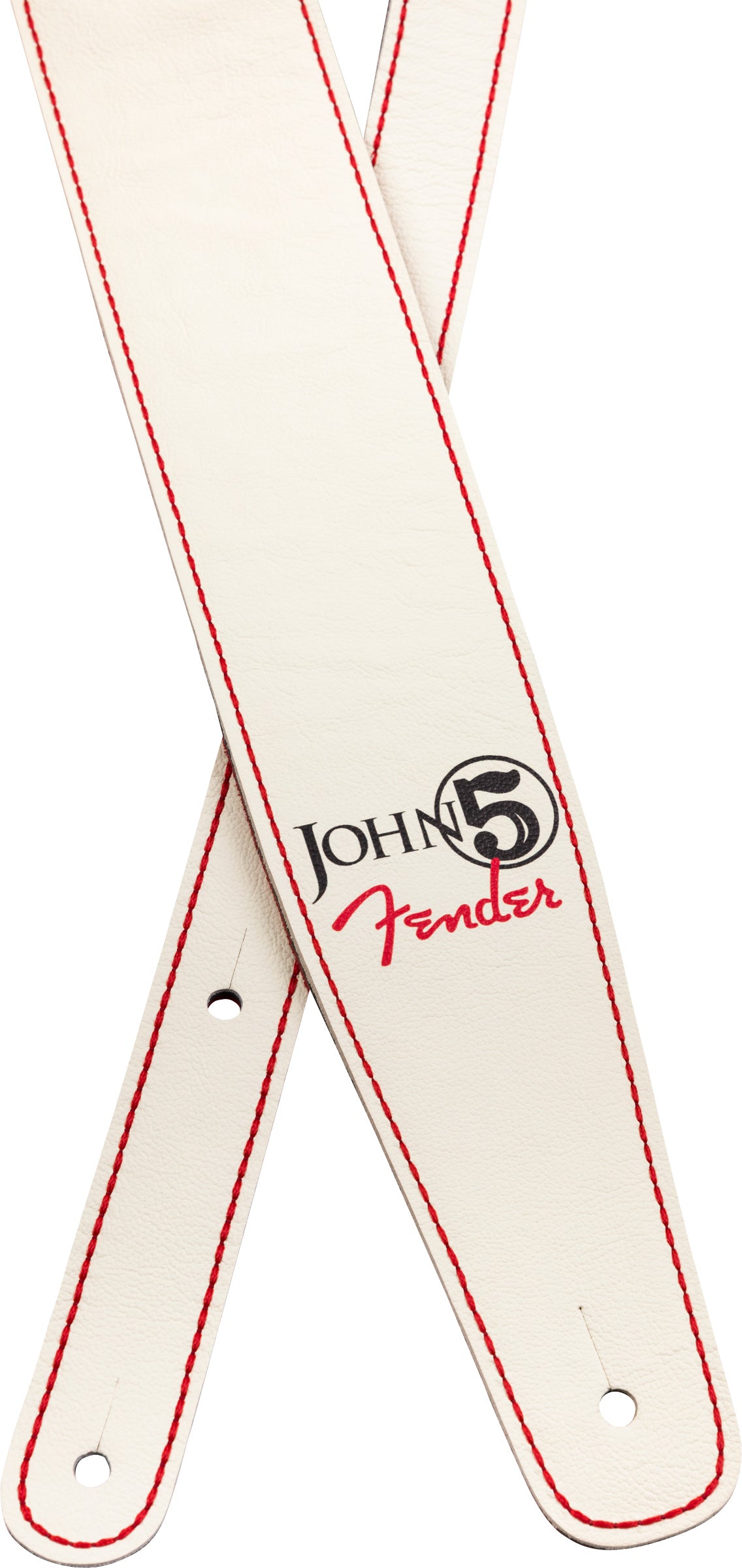 Fender 0990650109 John 5 Leather Correa Guitarra Cuero Blanca y Roja 2