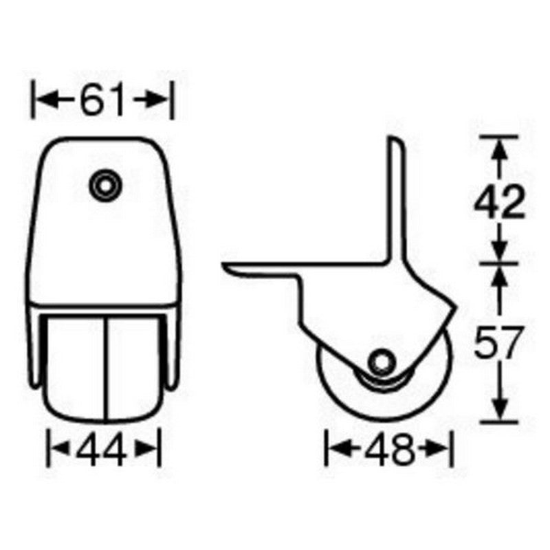 Adam Hall 3780 Rueda Blanda para Montaje en Angulo 50 mm Carcasa de Nylon 2