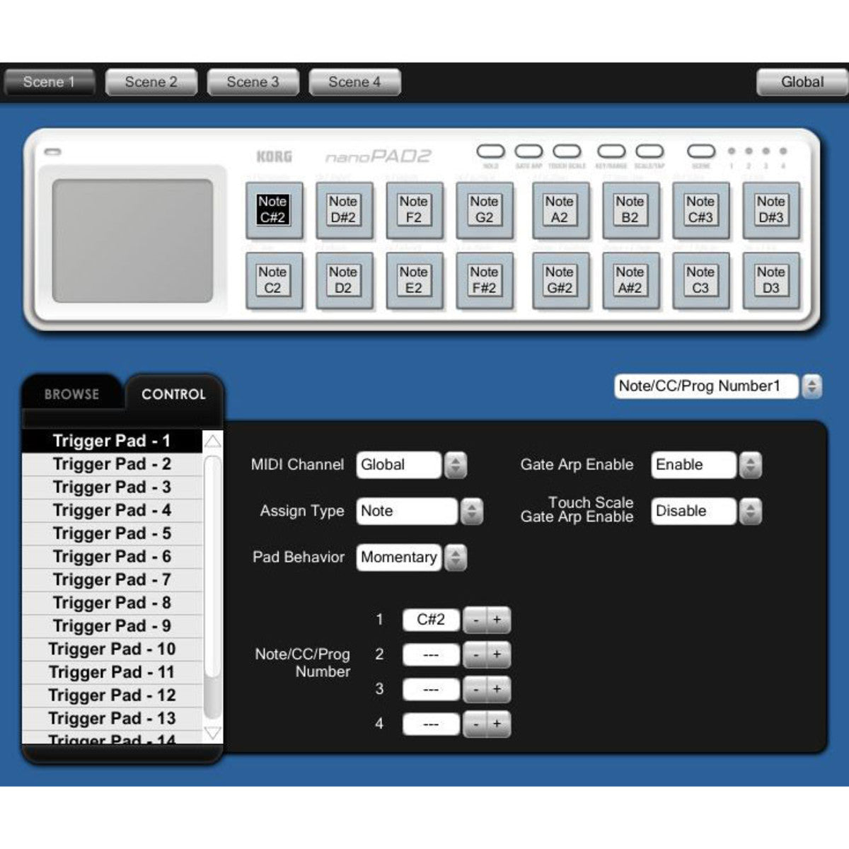 Korg Nanopad 2 Controlador Ultrafino Blanco Alimentado por USB 8