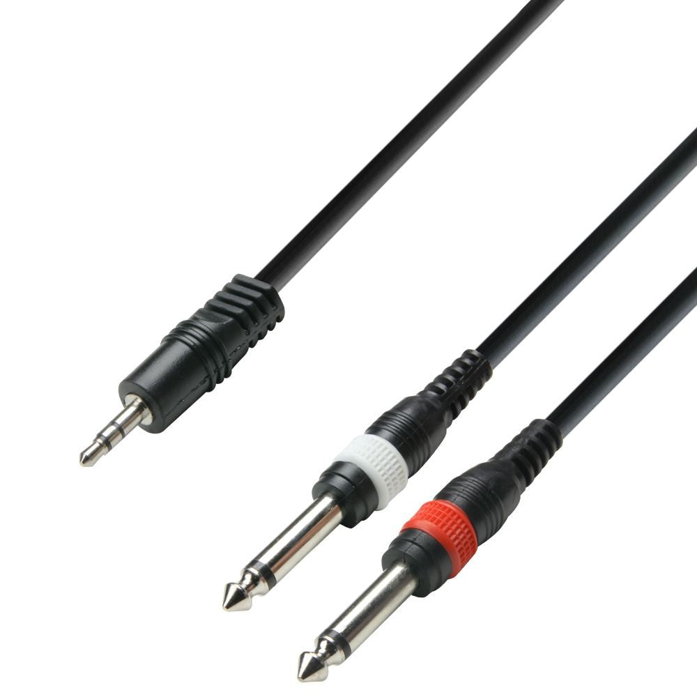 Adam Hall K3YWPP0300 Cable Audio 3.5 mm Jack Stereo a 2 X 6.3 mm Jack Mono 3 Metros 1