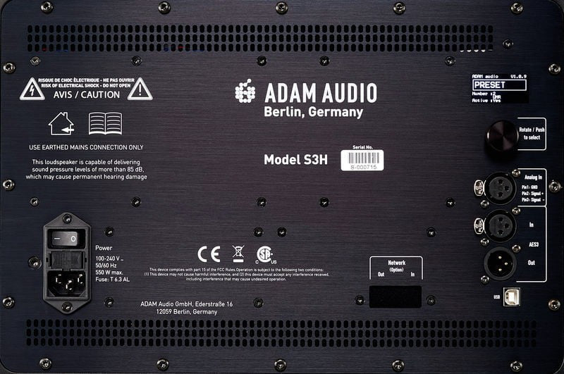 Adam Audio S3H Monitor de Estudio Activo. Unidad 6